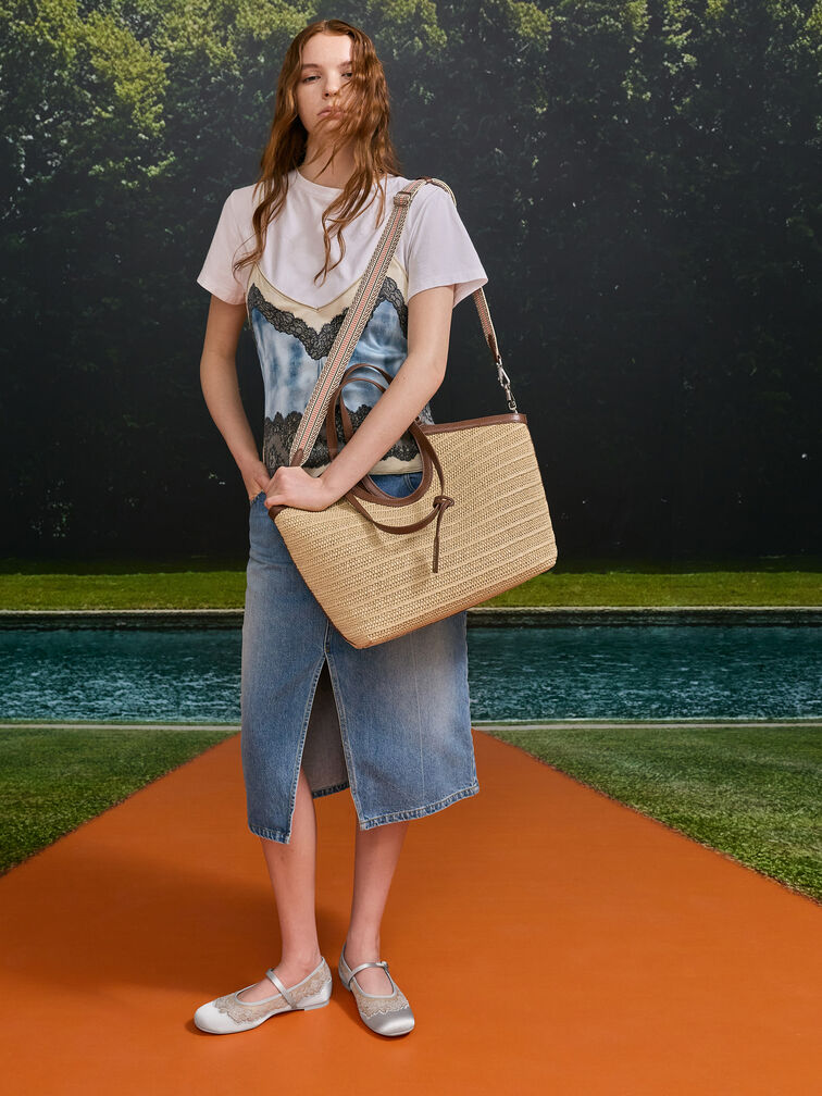 Ivette Raffia Woven Tote Bag, Multi, hi-res