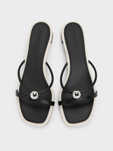 Gi&agrave;y mules cao g&oacute;t Georgie, Đen, hi-res