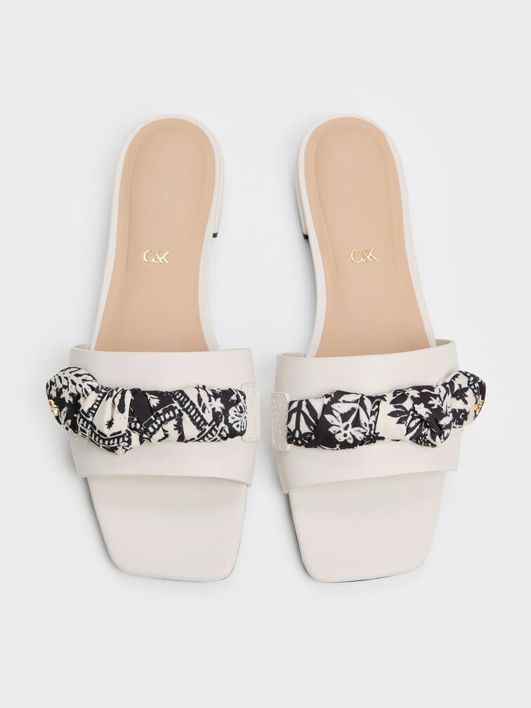 Tayari Leather Printed-Strap Slide Sandals, Chalk, hi-res