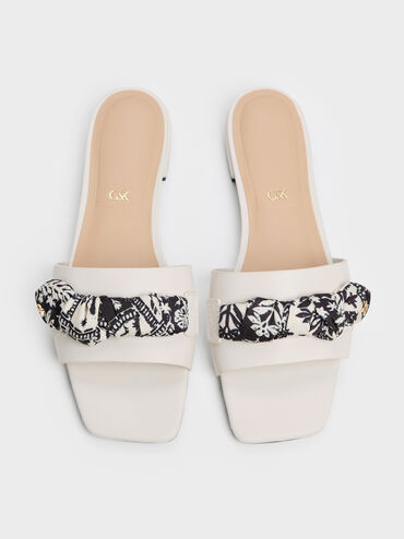 Tayari Leather Printed-Strap Slide Sandals, Chalk, hi-res