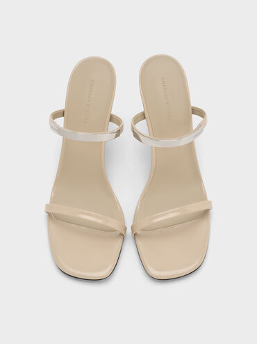 Giày sandals cao gót Patent Metallic-Accent, Be, hi-res
