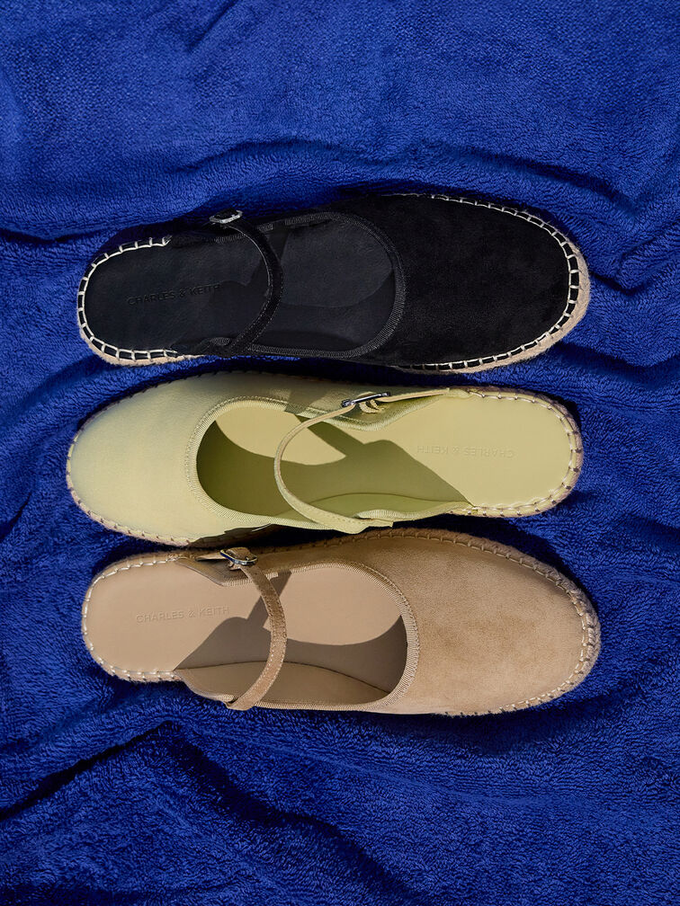 Gi&agrave;y mules đế bệt Bernadine Faux Suede, Đen họa tiết, hi-res