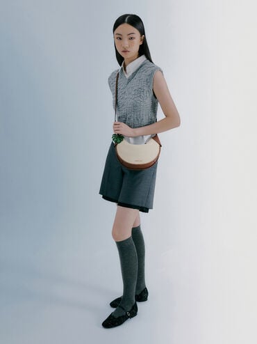 Blume Canvas Braided Curved Hobo Bag, Taupe Canvas, hi-res