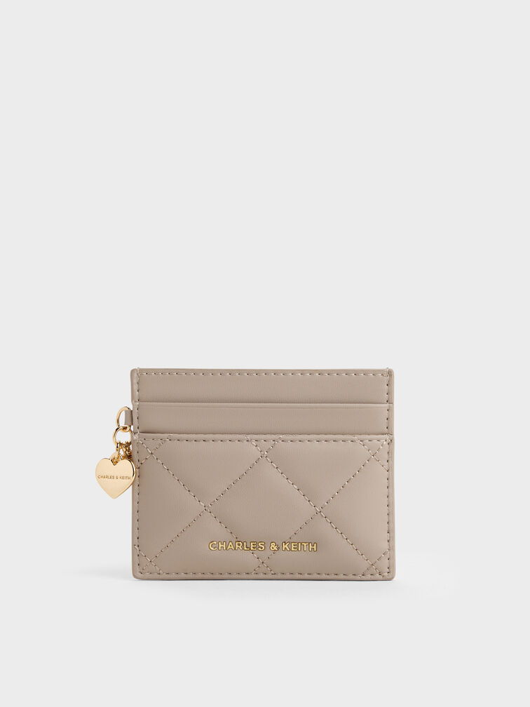 Arrietty Quilted Card Holder, Taupe, hi-res