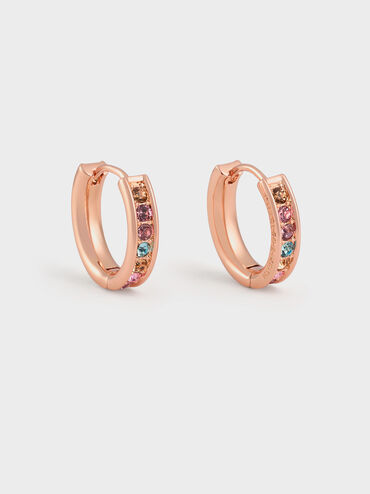 Maeve Crystal-Embellished Hoop Earrings, Rose Gold, hi-res