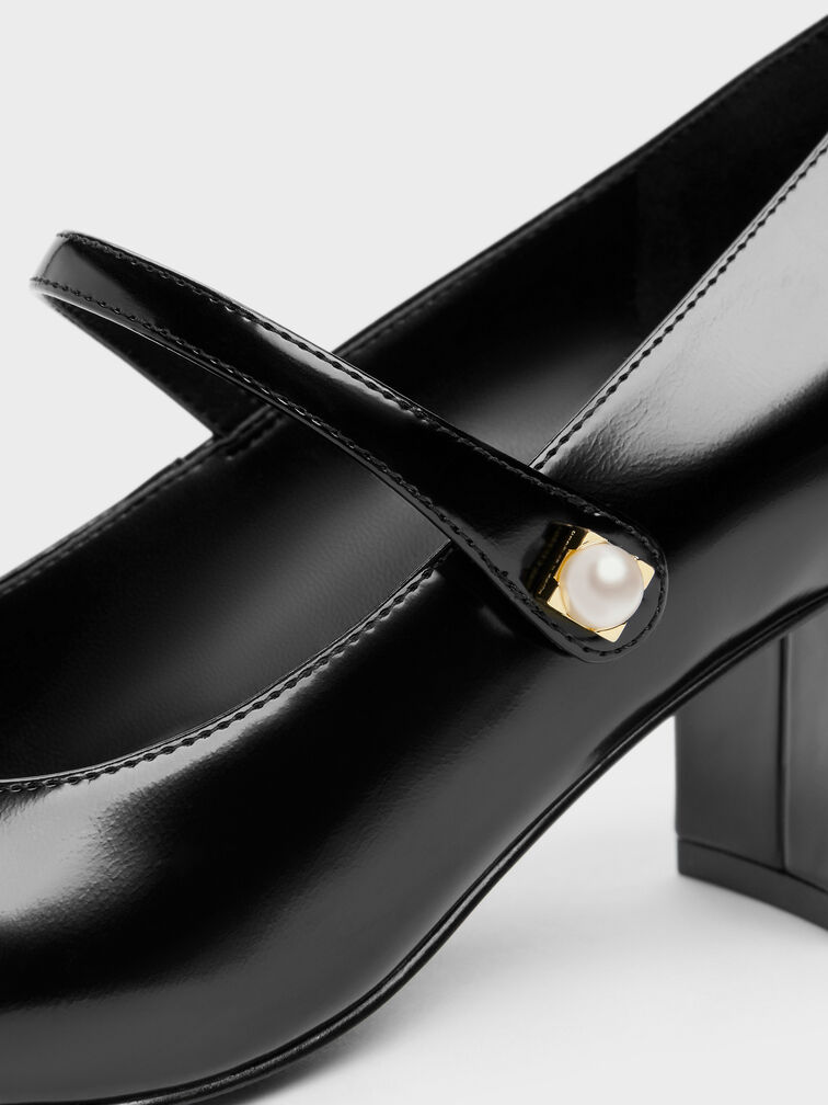 Marie Pearl Mary Jane Pumps, Black Boxed, hi-res