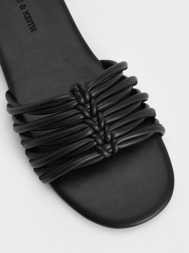 Dép quai ngang Woven, Đen, hi-res