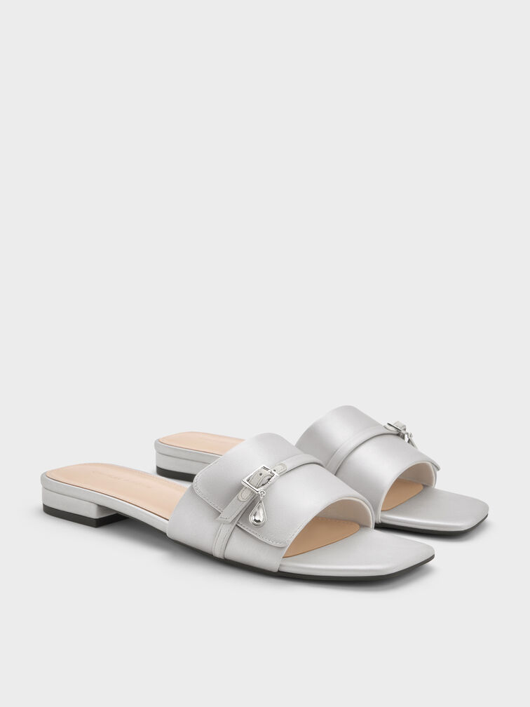 D&eacute;p quai ngang Satin Teardrop-Crystal, Bạc, hi-res