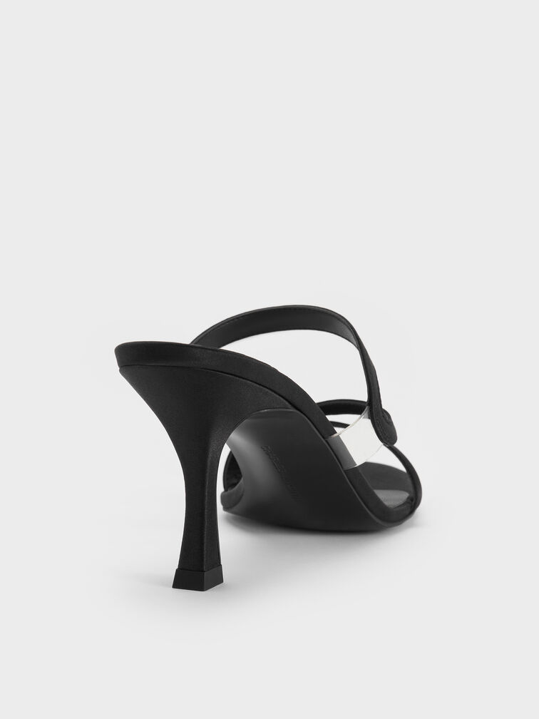 Gi&agrave;y mules cao g&oacute;t Arden Satin, Đen họa tiết, hi-res