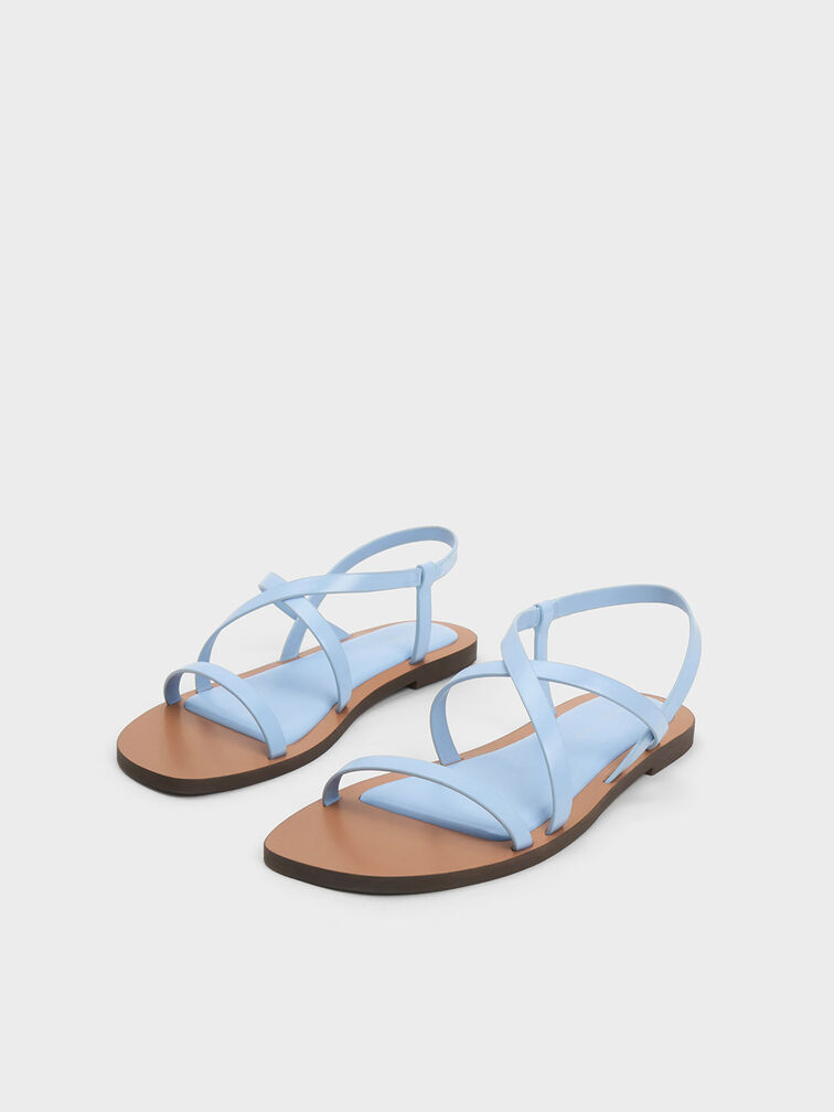 Giày sandals quai mảnh Asymmetrical, Xanh blue, hi-res