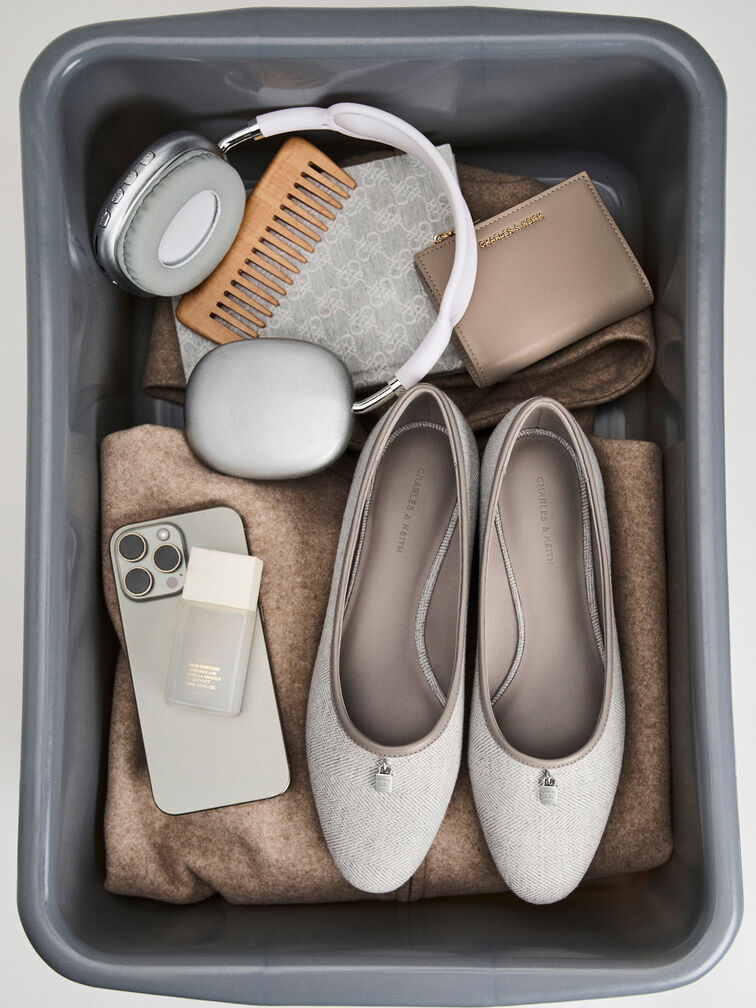 Griselda Two-Tone Ballet Flats, Light Grey, hi-res