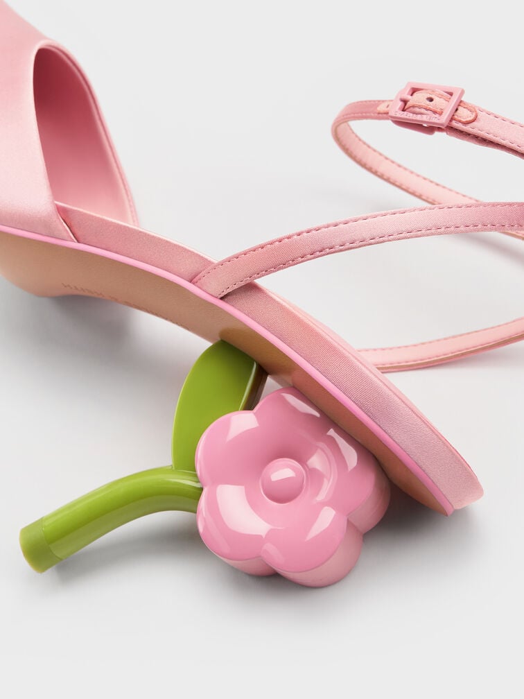 Gi&agrave;y sandals cao g&oacute;t Pointed Flower-Heel, Hồng, hi-res
