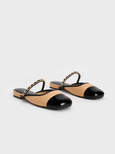 Gi&agrave;y mules mũi vu&ocirc;ng Patent, Be, hi-res