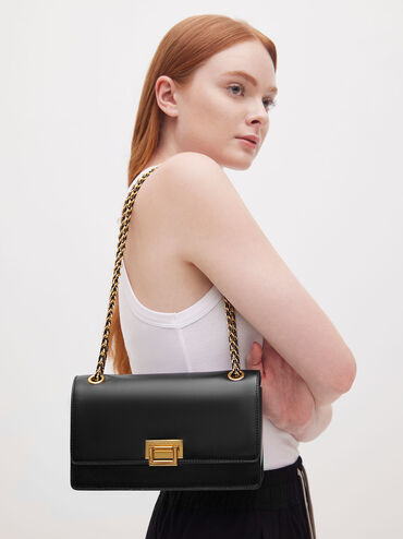 Everline Braided-Strap Shoulder Bag, Black, hi-res