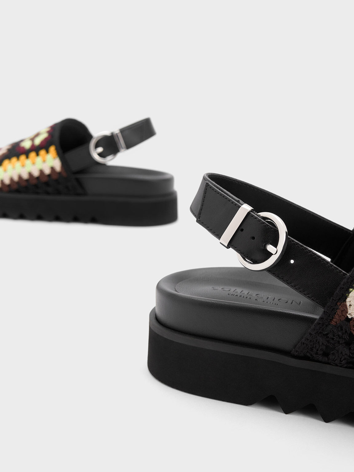 Giày sandals Crochet & Leather Slingback, Nhiều màu, hi-res