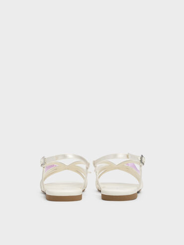 Gi&agrave;y sandals b&eacute; g&aacute;i Bow Flower-Pearl, Trắng, hi-res