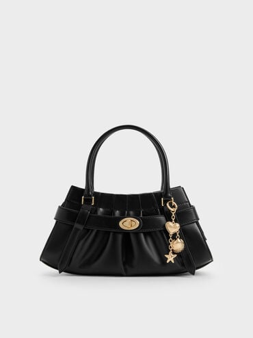 T&uacute;i đeo ch&eacute;o Isolde Belted Ruched, Đen, hi-res