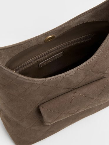 T&uacute;i đeo vai Duo Quilted Front-Pocket, Stone Grey, hi-res