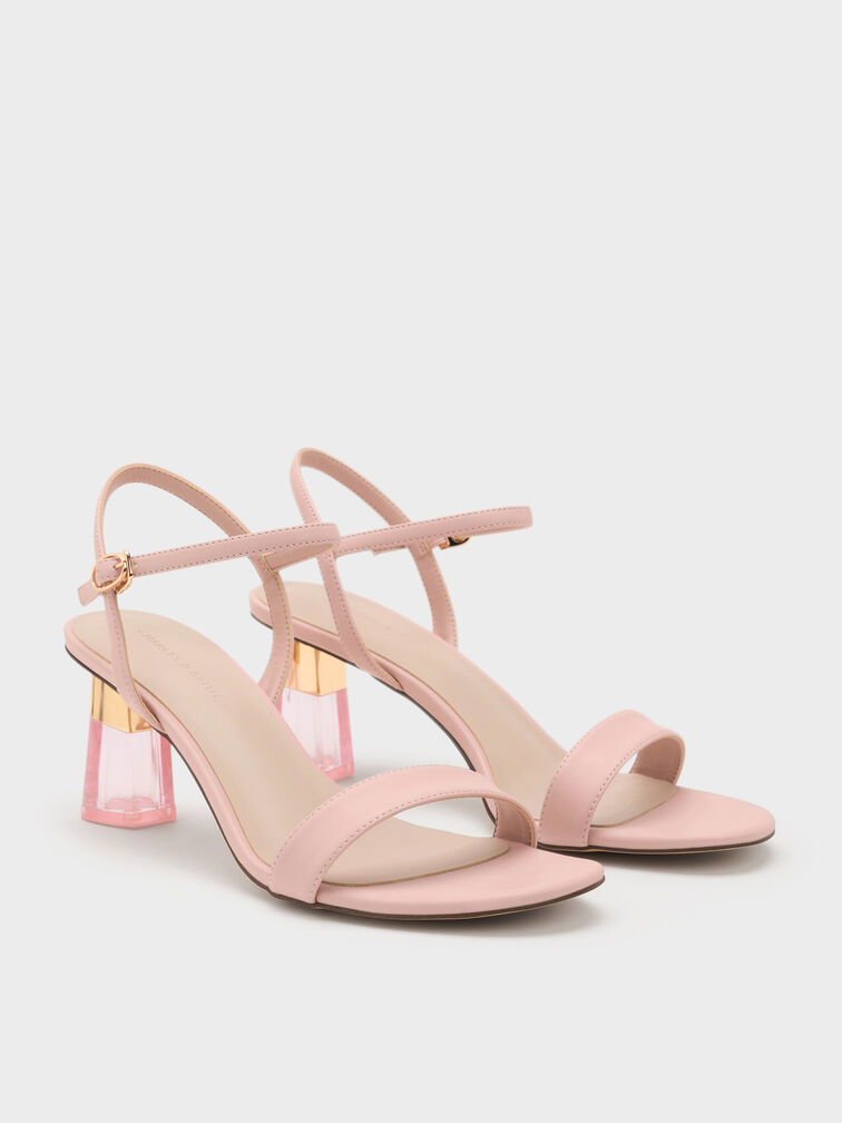 Gi&agrave;y sandals cao g&oacute;t Clear Trapeze, Hồng phấn, hi-res