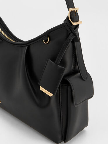 Túi đeo vai phom chữ nhật Khai Side-Pocket, Đen, hi-res