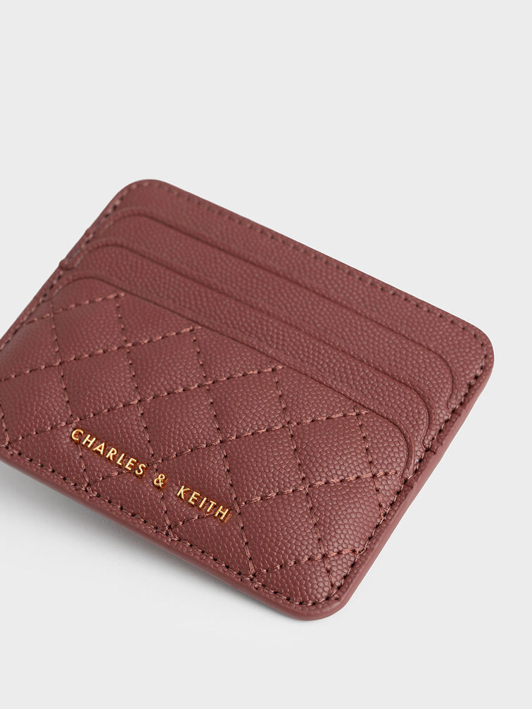 Ví đựng thẻ nữ Quilted, Chocolate, hi-res