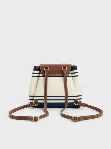 Balo nắp gập Hanya Canvas Striped, Nhiều m&agrave;u, hi-res
