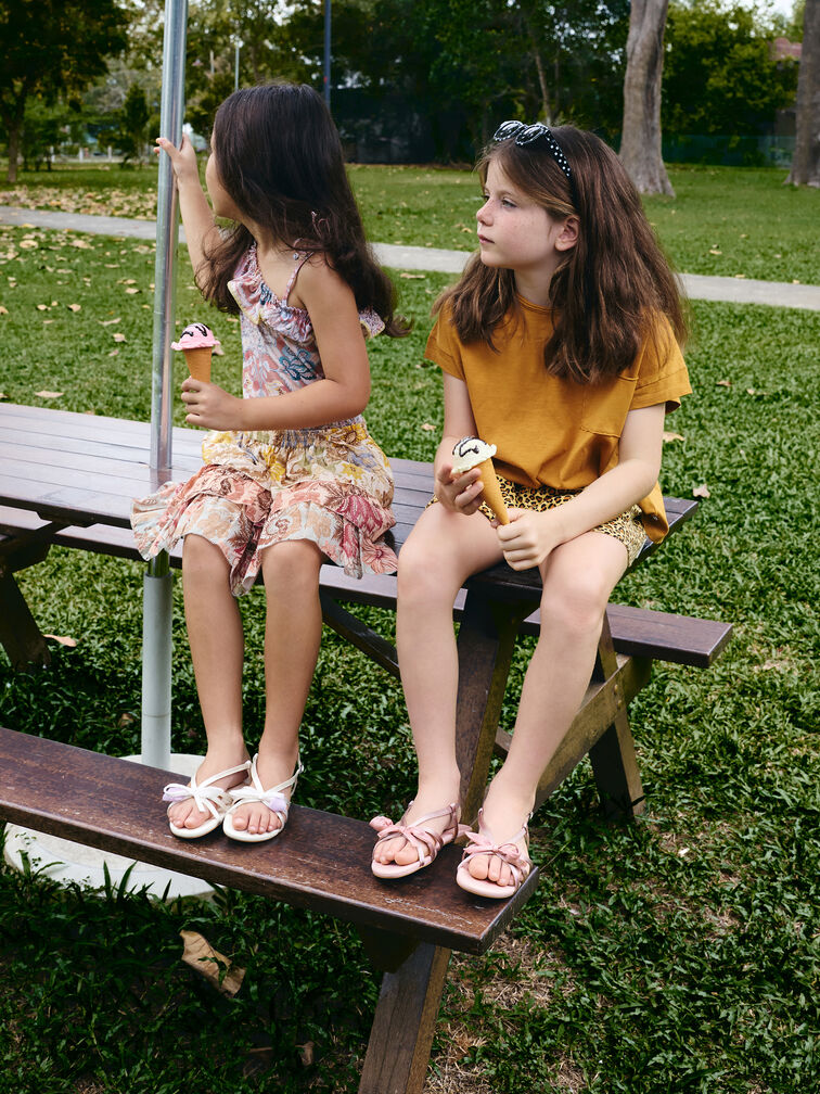 Gi&agrave;y sandals b&eacute; g&aacute;i Bow Flower-Pearl, Trắng, hi-res