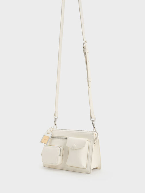 Túi đeo vai phom chữ nhật Austen Multi-Pocket, Kem, hi-res