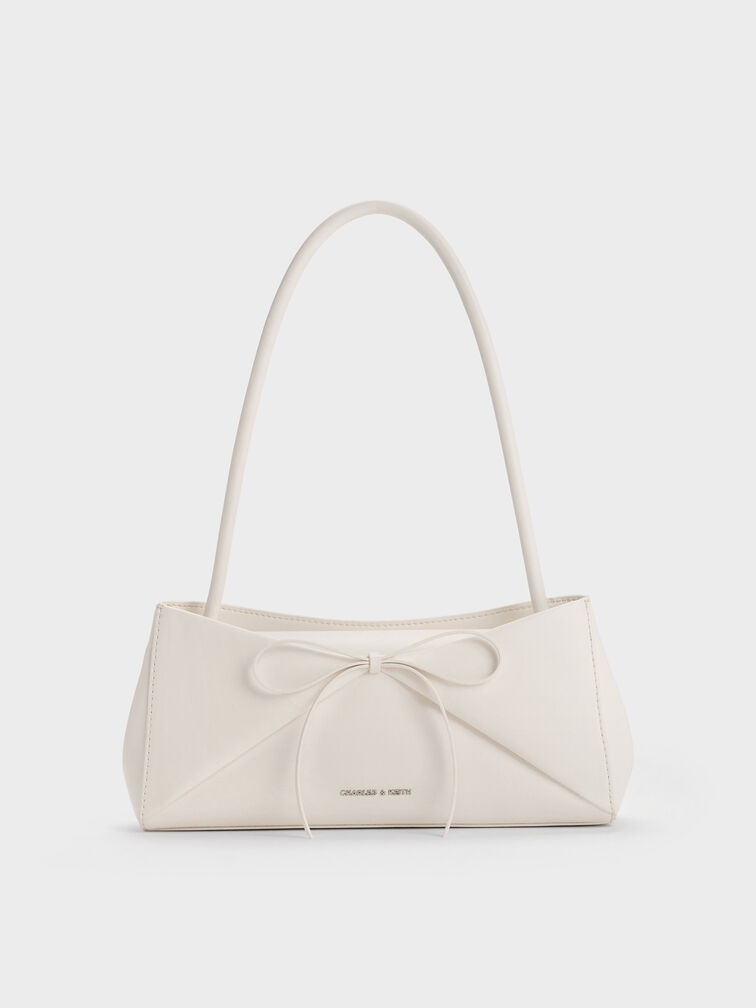 Hazel Bow Panelled Shoulder Bag, Cream, hi-res