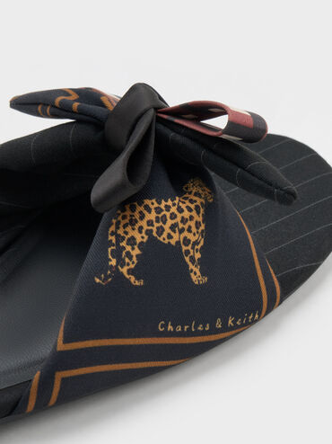 D&eacute;p quai ngang Satin Printed Bow, Đen họa tiết, hi-res