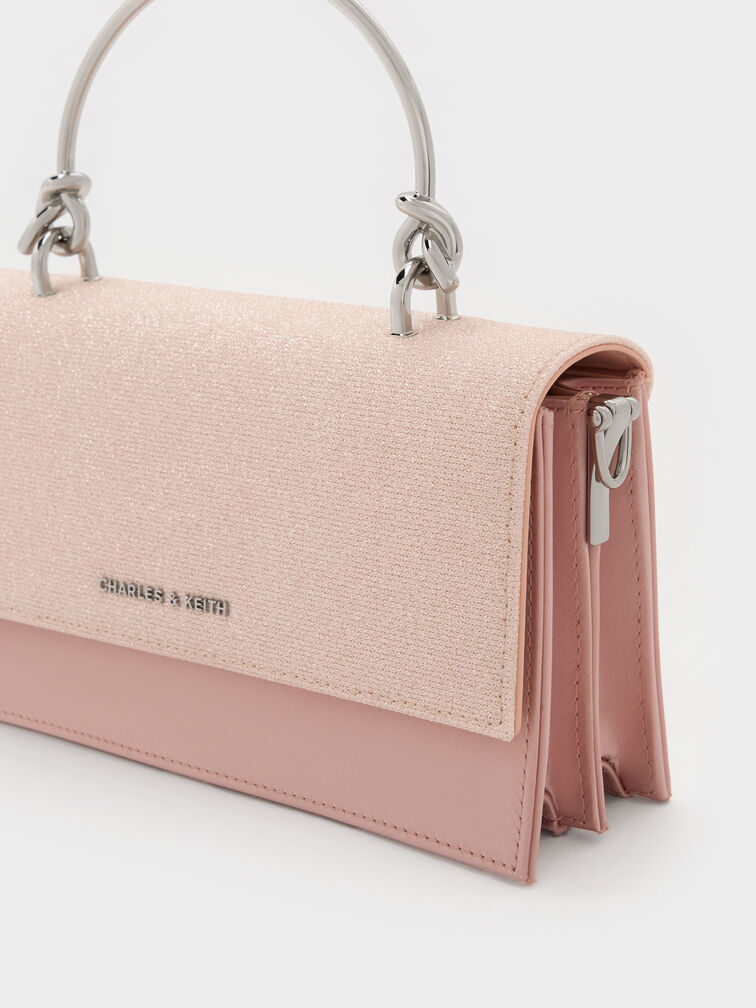 Kristine Glittered Wallet On Chain, Pink, hi-res