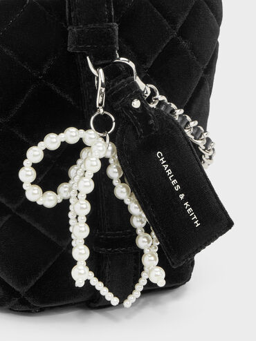 Duo Velvet Quilted Chain Bucket Bag, Noir, hi-res