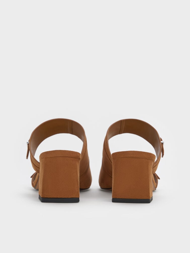 Giày mules cao gót Buckled, Rượu cognac, hi-res