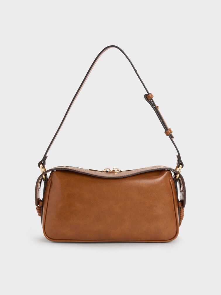 Mini Haylen Braided-Charm Shoulder Bag, Distressed Tan, hi-res