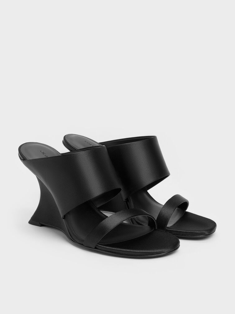 Gi&agrave;y mules đế xuồng quai ngang, Đen họa tiết, hi-res