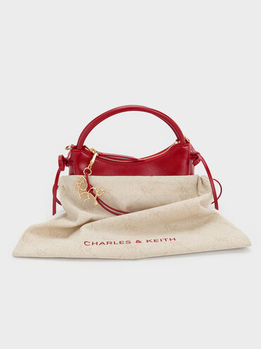 Hazel Bow Horse-Motif Top Handle Bag, Tomato Red, hi-res