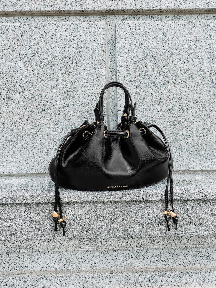 Mini Moxie Drawstring Bucket Bag, Black, hi-res