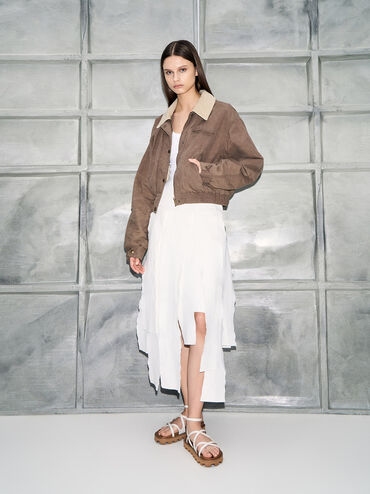 Giày sandals đế bệt Crossover, Trắng, hi-res