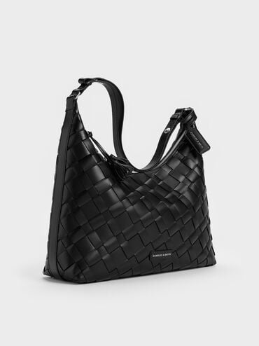 T&uacute;i đeo vai Ivette Woven Tassel, Noir, hi-res