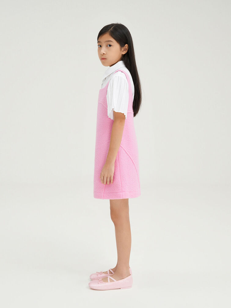 Girls' Crossover-Strap Ballet Flats, Light Pink, hi-res