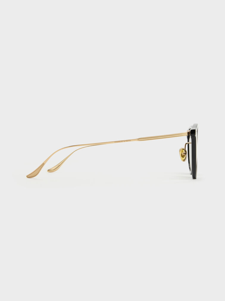 Minnow Metal-Rim Round Sunglasses, Black, hi-res