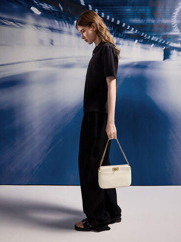 Lennie Chain-Handle Shoulder Bag, Cream, hi-res