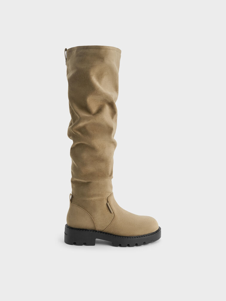 Gi&agrave;y boots cổ cao Camilla, Khaki, hi-res
