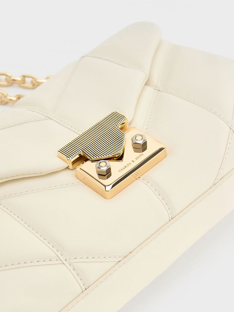 T&uacute;i đeo vai h&igrave;nh thang Eudora Chevron, Kem, hi-res