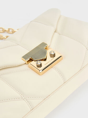 T&uacute;i đeo vai h&igrave;nh thang Eudora Chevron, Kem, hi-res