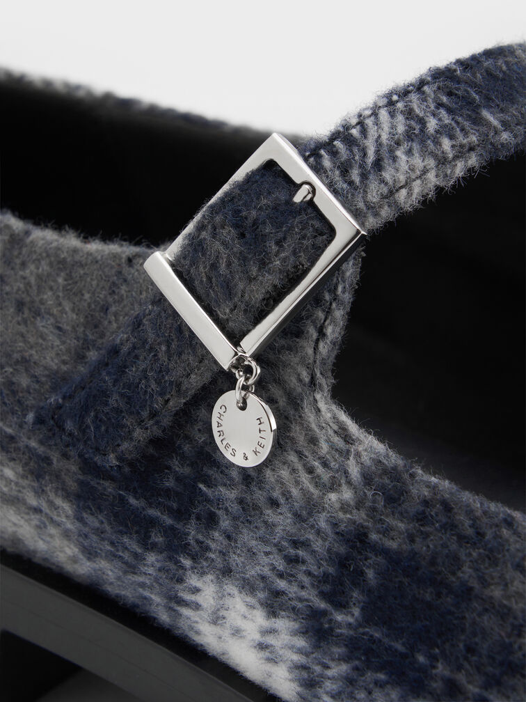 Circle-Charm Buckled Mary Janes, Dark Grey, hi-res