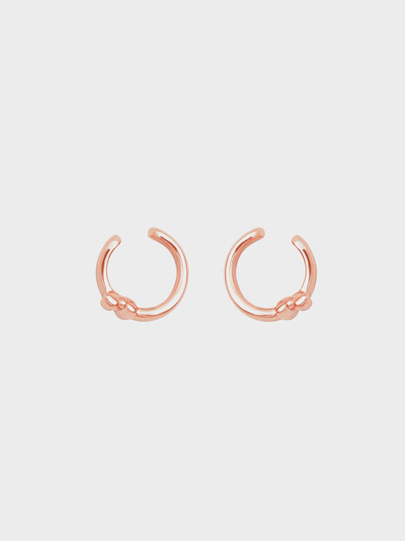 Khuyên tai nữ dạng khoen kẹp Sculptural Hoop, Vàng hồng, hi-res