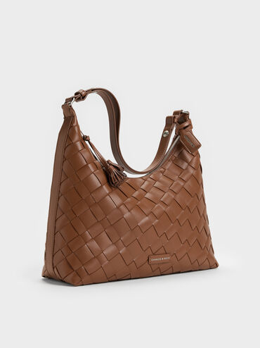 T&uacute;i đeo vai Ivette Woven Tassel, Chocolate, hi-res