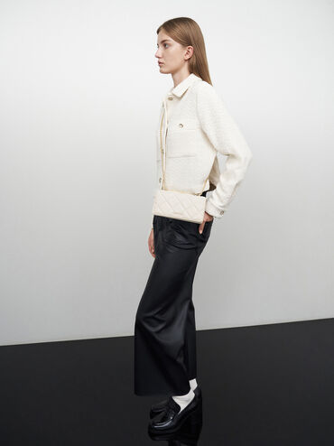 V&iacute; chữ nhật d&aacute;ng d&agrave;i Paffuto Chain Handle Quilted, Kem, hi-res