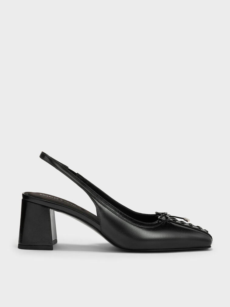 Gi&agrave;y sandals cao g&oacute;t mũi vu&ocirc;ng, Đen, hi-res